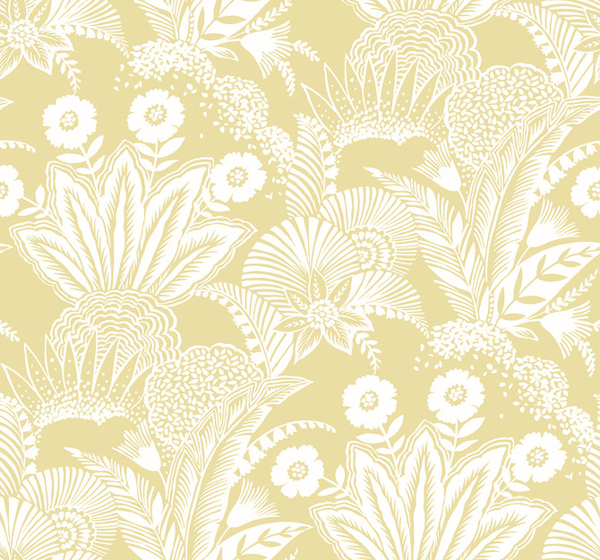 Suvi Palm Grove Butter by Seabrook Wallpaper Summer House United States 60.75 25.2" 27" - Fabric Carolina -