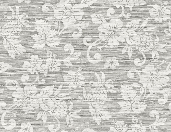 Juno Island Floral Half Moon Grey by Seabrook Wallpaper Summer House United States 60.75 20.87" 27" - Fabric Carolina -
