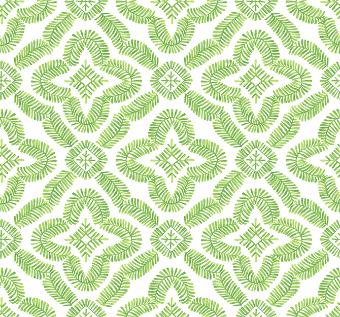 Talia Botanical Medallion Kiwi Green by Seabrook Wallpaper Summer House United States 60.75 12.6" 27" - Fabric Carolina -