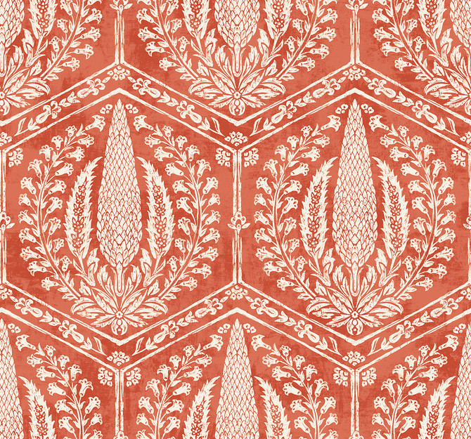 Cyrus Harvest Red Terracotta by Seabrook Wallpaper Summer House United States 60.75 25.2" 27" - Fabric Carolina -