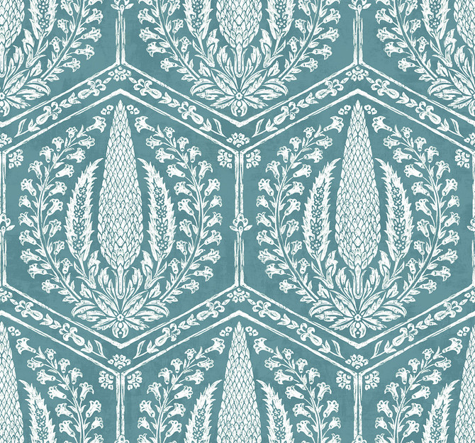 Cyrus Harvest Mediterranean Blue by Seabrook Wallpaper Summer House United States 60.75 25.2" 27" - Fabric Carolina -