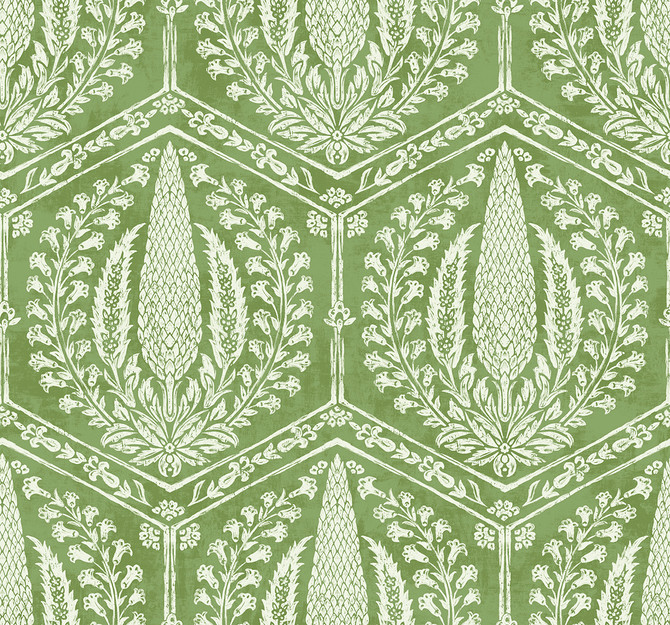 Cyrus Harvest Courtyard Green by Seabrook Wallpaper Summer House United States 60.75 25.2" 27" - Fabric Carolina -