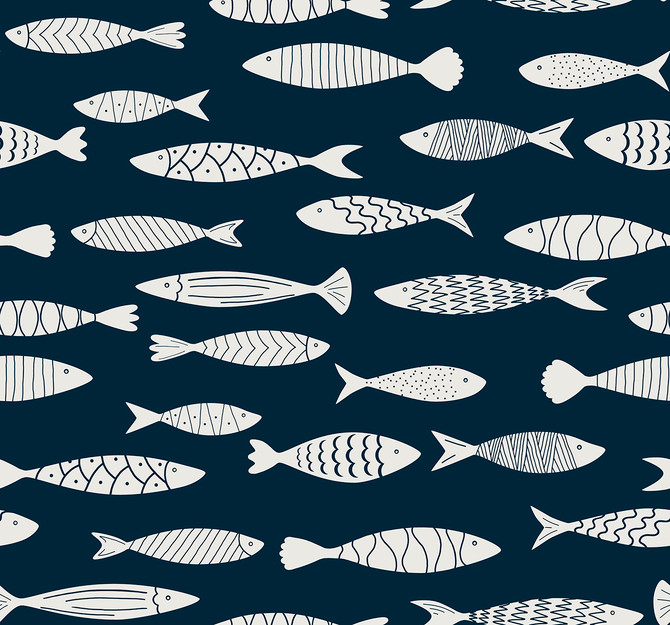 Bay Fish Deep Seas by Seabrook Wallpaper Summer House United States 60.75 25.2" 27" - Fabric Carolina -