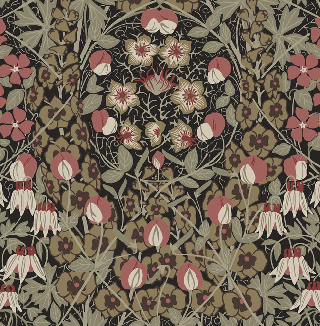 Tulip Garden Prepasted Ebony & Red Clay by Seabrook Wallpaper Prepasted Online United States 56.05 20.87" 20.5" - Fabric Carolina -