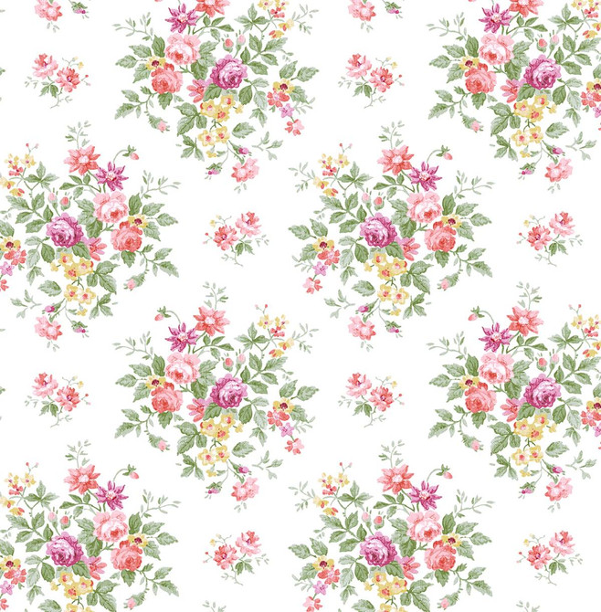 Floral Bouquet Prepasted Watermelon & Buttercup by Seabrook Wallpaper Prepasted Online United States 56.05 10.43" 20.5" - Fabric Carolina -
