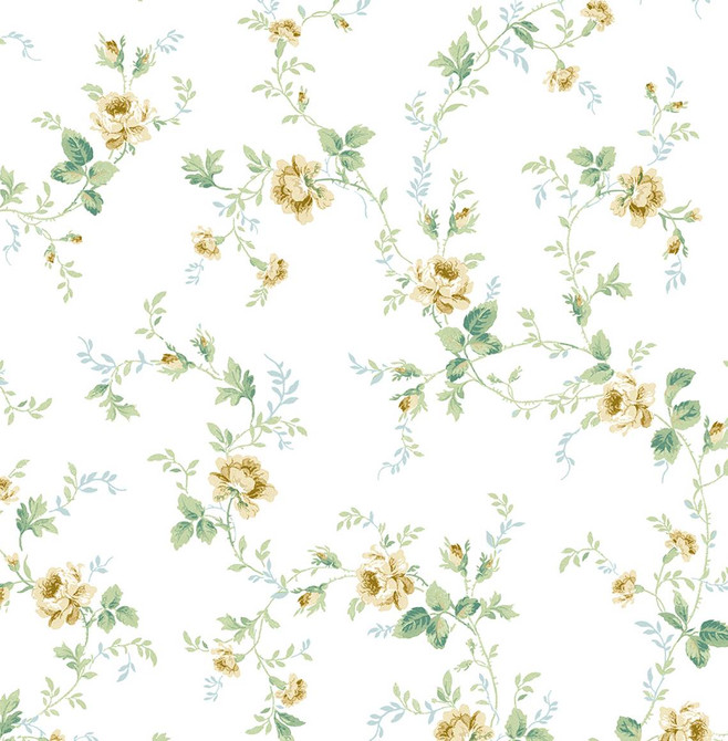 Meadow Floral Trail Wheatfield & Sage by Seabrook Wallpaper Prepasted Online United States 56.05 20.87" 20.5" - Fabric Carolina -