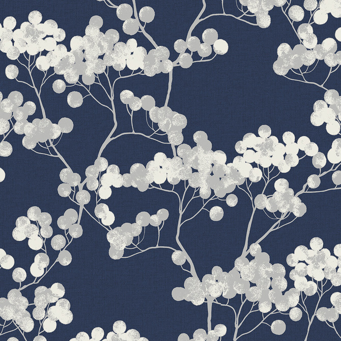 Bayberry Blossom Navy Blue by Seabrook Wallpaper Etten Studios Online Netherlands 57.5 25.2" 20.9" - Fabric Carolina -