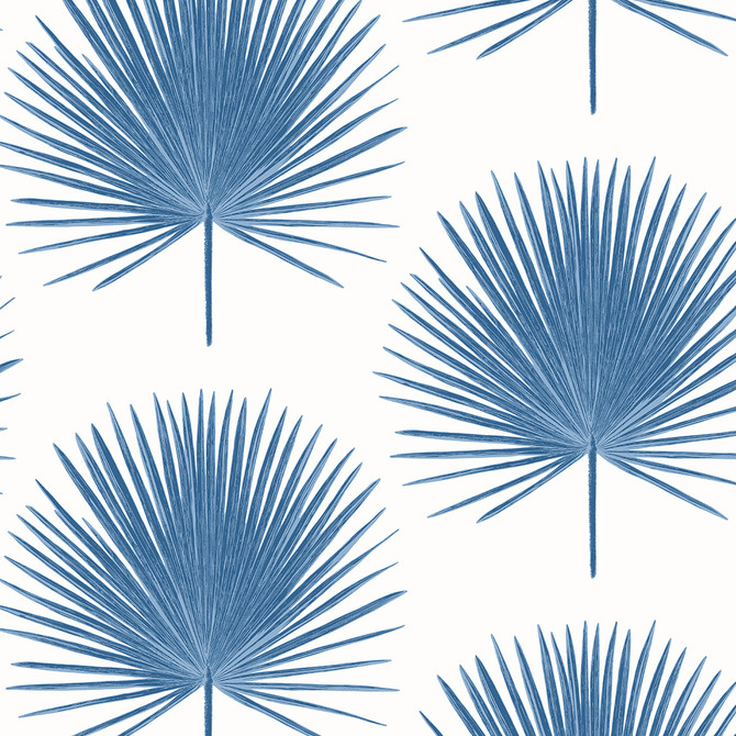 Palm Fronds Coastal Blue by Seabrook Wallpaper Etten Studios Online Netherlands 57.5 12.6" 20.9" - Fabric Carolina -