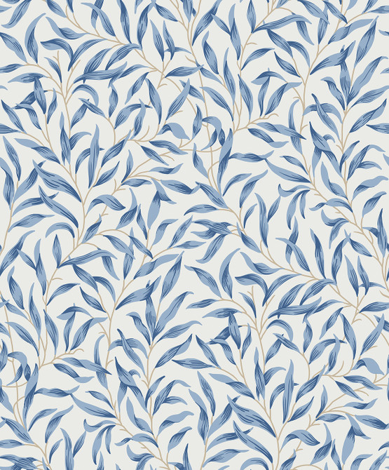 Willow Leaves Blue Lake by Seabrook Wallpaper Etten Studios Online Netherlands 57.5 25.2" 20.9" - Fabric Carolina -