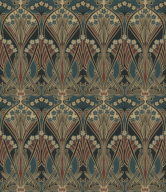 Deco Dragonflies Aegean Blue & Clay by Seabrook Wallpaper Etten Studios Online Netherlands 57.5 12" 20.9" - Fabric Carolina -