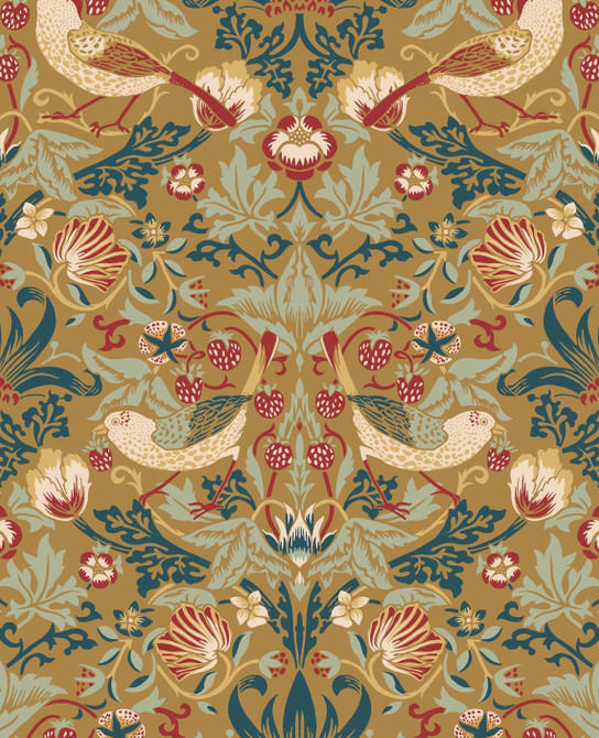 Fragaria Garden Ochre by Seabrook Wallpaper Legacy Prints Netherlands 57.5 25.2" 20.9" - Fabric Carolina -