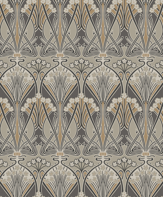 Dragonfly Damask Bronze & Smoke by Seabrook Wallpaper Legacy Prints Netherlands 57.5 12" 20.9" - Fabric Carolina -