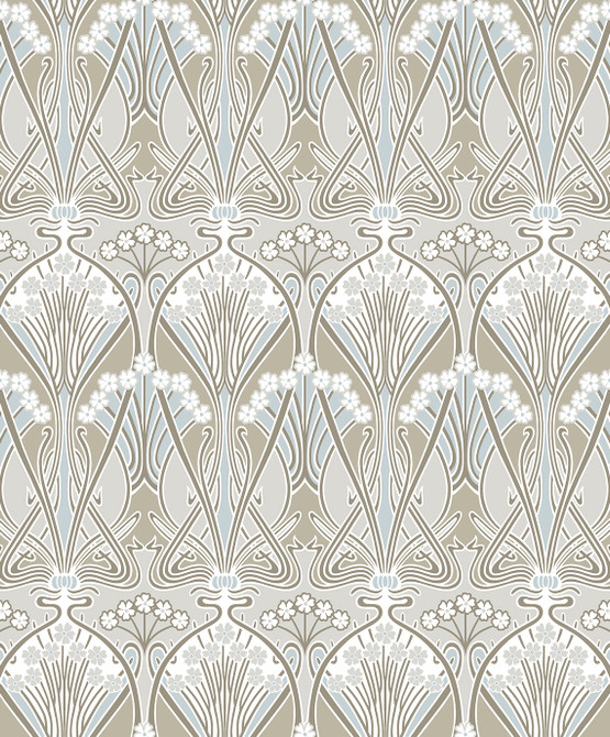 Dragonfly Damask Soft Taupe & Blue Mist by Seabrook Wallpaper Legacy Prints Netherlands 57.5 12" 20.9" - Fabric Carolina -