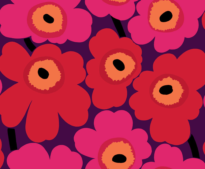 Unikko Fuchsia and Plum by Seabrook Wallpaper Marimekko Vol. 5 Italy 75.5 22.8" 27.5" - Fabric Carolina -