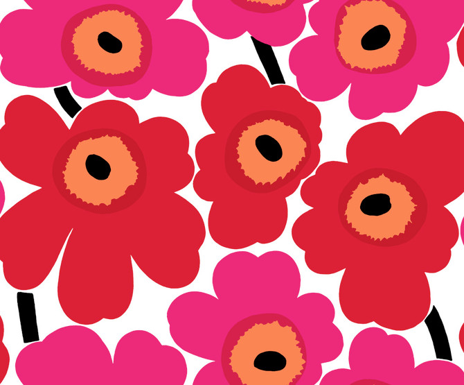 Unikko Scarlet and Coral by Seabrook Wallpaper Marimekko Vol. 5 Italy 75.5 22.8" 27.5" - Fabric Carolina -
