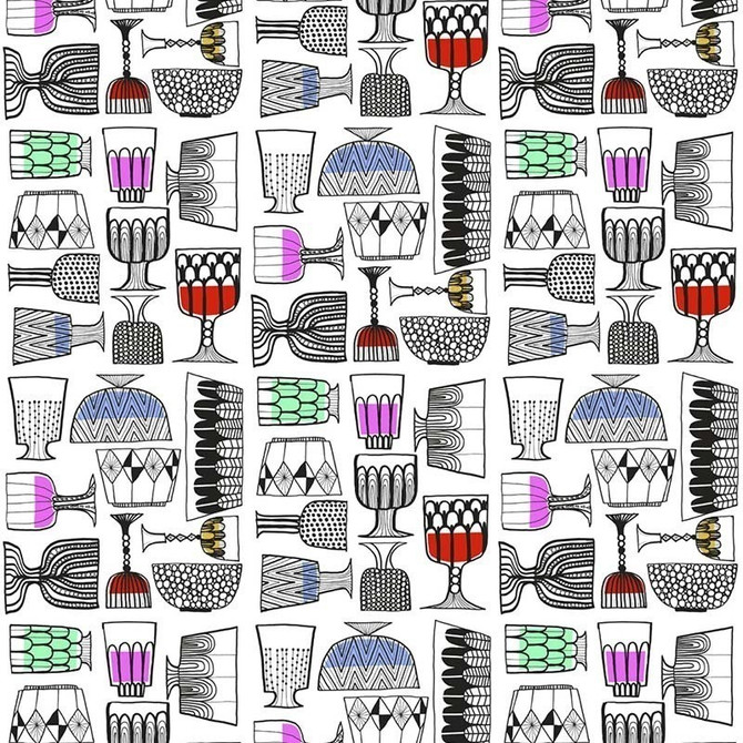 Kippis Ebony, Eggshell, and Multicolored by Seabrook Wallpaper Marimekko Vol. 5 Italy 75.5 0" 27.5" - Fabric Carolina -
