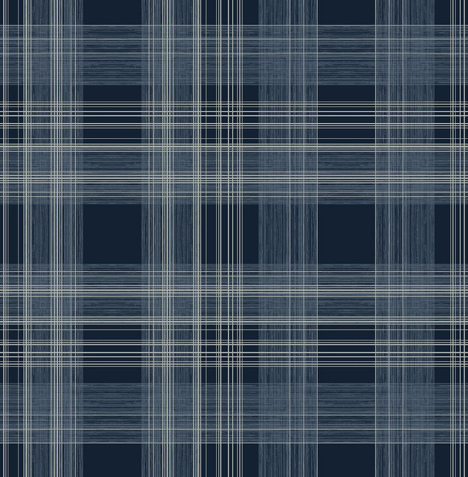 Rad Plaid Denim Blue by Seabrook Wallpaper Stacy Garcia Peel and Stick United States 30.75 20.87" 20.5" - Fabric Carolina -
