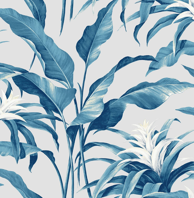 Palma Blue Lagoon & Grey by Seabrook Wallpaper Stacy Garcia Peel and Stick United States 30.75 20.87" 20.5" - Fabric Carolina -