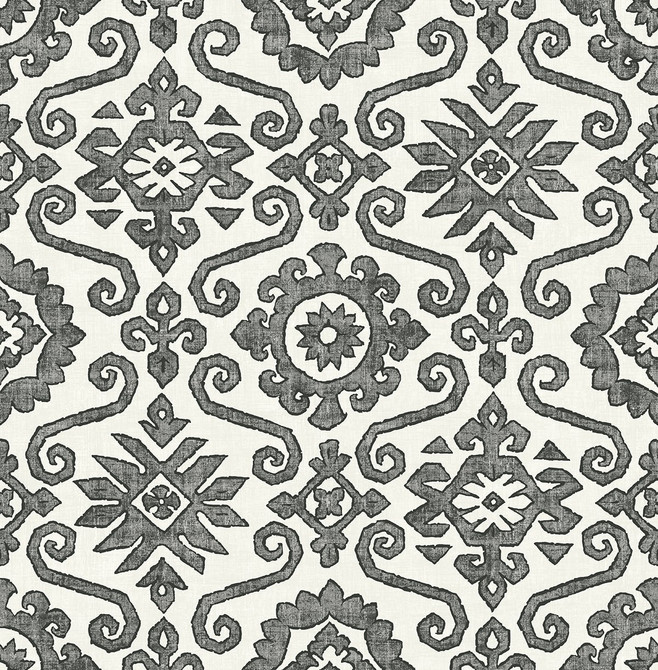Augustine Charcoal & Linen by Seabrook Wallpaper Stacy Garcia Peel and Stick United States 30.75 20.87" 20.5" - Fabric Carolina -