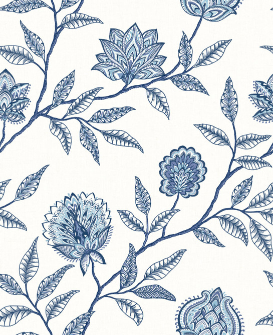 Jaclyn Blue Lagoon by Seabrook Wallpaper Stacy Garcia Peel and Stick United States 30.75 25.2" 20.5" - Fabric Carolina -