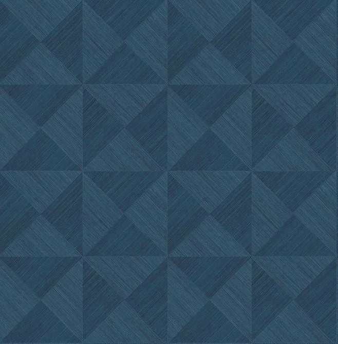 Geo Inlay Denim Blue by Seabrook Wallpaper Stacy Garcia Peel and Stick United States 30.75 10.43" 20.5" - Fabric Carolina -