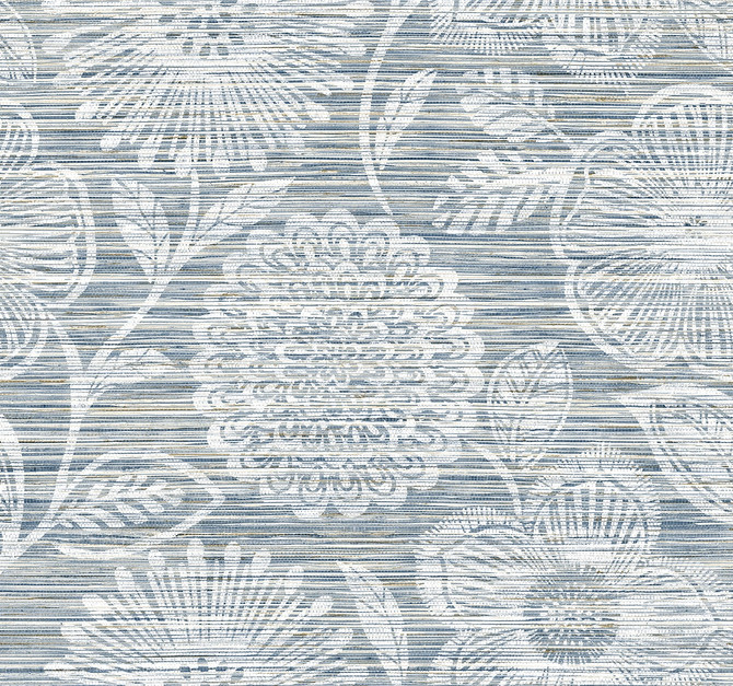 Faux Grass Floral Bluestone by Seabrook Wallpaper Stacy Garcia Peel and Stick United States 17.08 20.87" 20.5" - Fabric Carolina -