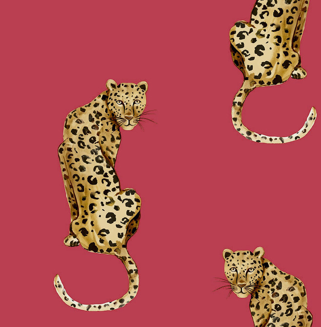 Leopard King Red by Seabrook Wallpaper Daisy Bennett Peel and Stick United States 30.75 20.87" 20.5" - Fabric Carolina -