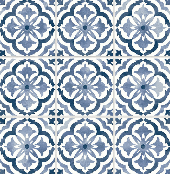 Sorento Tile Navy by Seabrook Wallpaper Daisy Bennett Peel and Stick United States 30.75 6.95" 20.5" - Fabric Carolina -