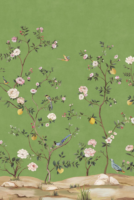 Blossom Chinoiserie Mural Green by Seabrook Wallpaper Daisy Bennett Peel and Stick United States 67.5 N/A" 81" - Fabric Carolina -