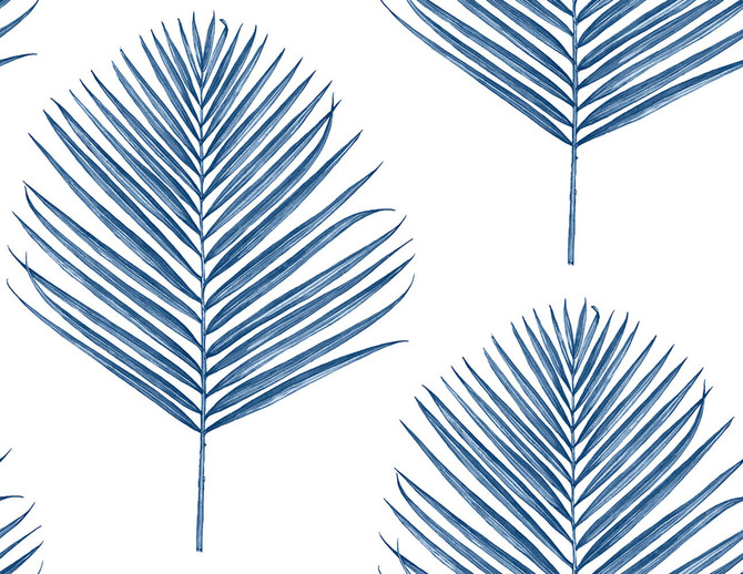 Maui Palm Coastal Blue by Seabrook Wallpaper Lillian August Peel and Stick United States 40.5 20.87" 27" - Fabric Carolina -