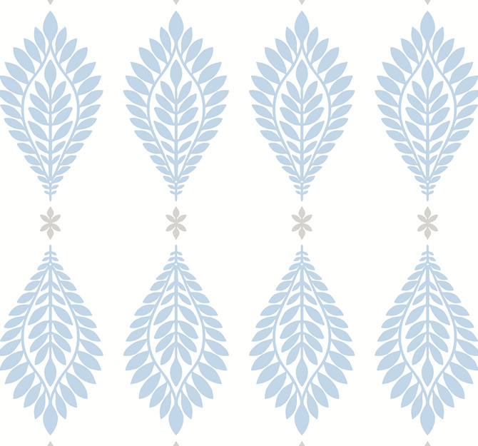 Palm Frond Blue Skies & Daydream Grey by Seabrook Wallpaper Lillian August Peel and Stick United States 40.5 25.2" 27" - Fabric Carolina -