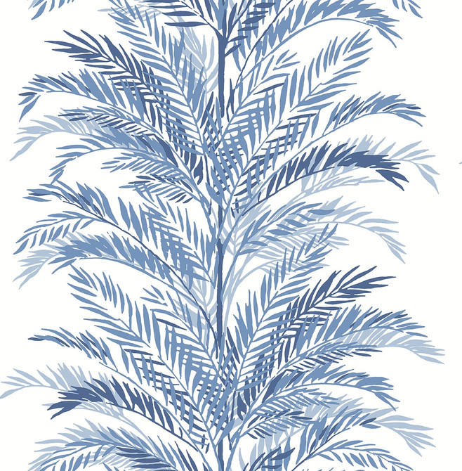 Keana Palm Coastal Blue by Seabrook Wallpaper Lillian August Peel and Stick United States 30.75 20.87" 20.5" - Fabric Carolina -