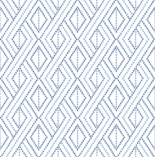 Boho Grid Denim Blue by Seabrook Wallpaper Lillian August Peel and Stick United States 30.75 5.22" 20.5" - Fabric Carolina -