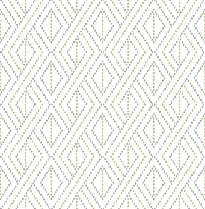 Boho Grid Argos Grey & Yellow by Seabrook Wallpaper Lillian August Peel and Stick United States 30.75 5.22" 20.5" - Fabric Carolina -