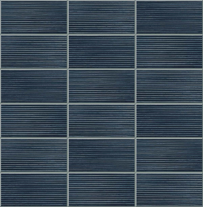 Rib Tile Denim Blue by Seabrook Wallpaper Lillian August Peel and Stick United States 30.75 25.2" 20.5" - Fabric Carolina -