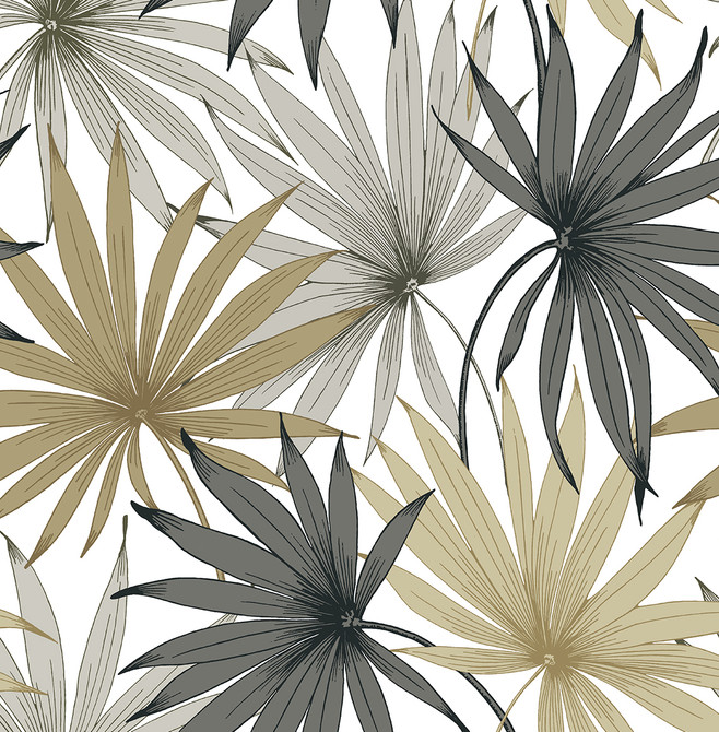 Tropic Palm Toss Harbor Grey & Khaki by Seabrook Wallpaper Lillian August Peel and Stick United States 30.75 20.87" 20.5" - Fabric Carolina -