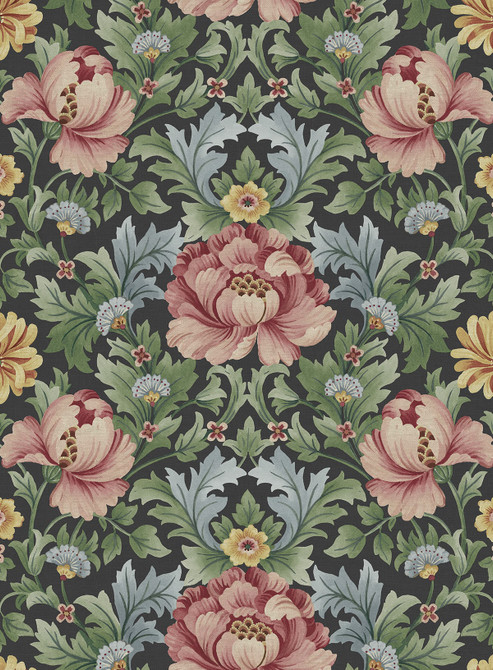 Floral Garden Rose & Fern by Seabrook Wallpaper Harry & Grace Peel and Stick United States 30.75 13.9" 20.5" - Fabric Carolina -
