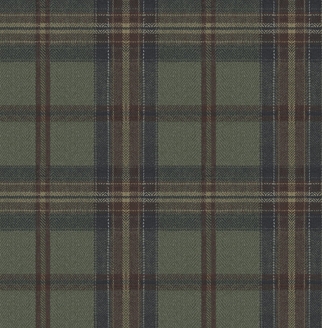 Herringbone Plaid Adobe & Antique Green by Seabrook Wallpaper Harry & Grace Peel and Stick United States 30.75 10.43" 20.5" - Fabric Carolina -