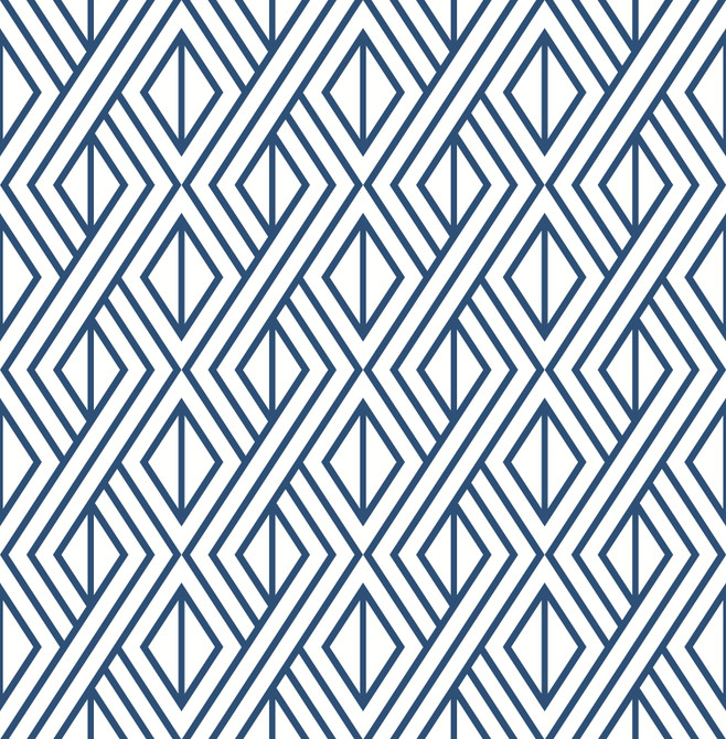 Navy Diamond Geometric Navy & White by Seabrook Wallpaper NextWall Peel & Stick United States 30.75 5.22" 20.5" - Fabric Carolina -