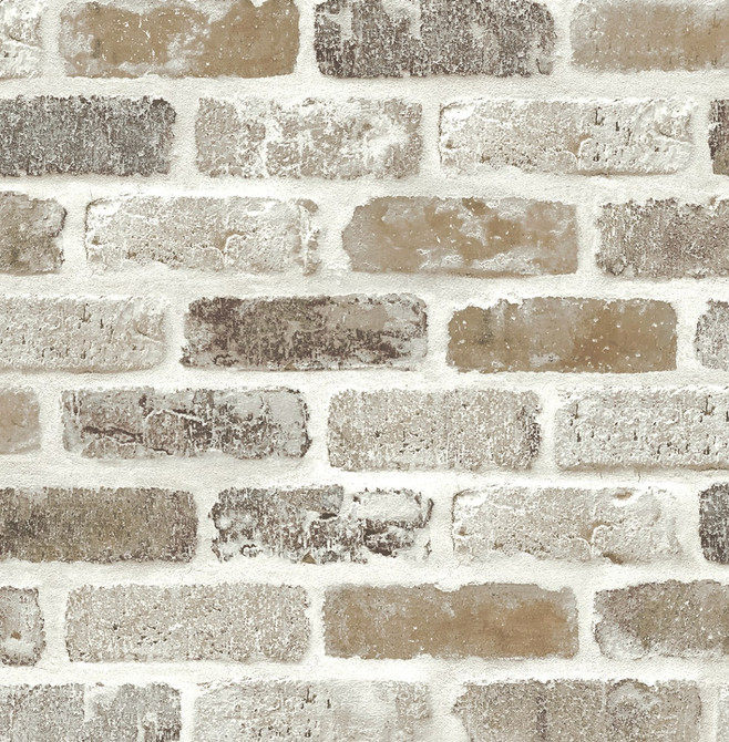 Washed Brick Tanned Leather & Pewter by Seabrook Wallpaper NextWall Peel & Stick United States 30.75 20.87" 20.5" - Fabric Carolina -