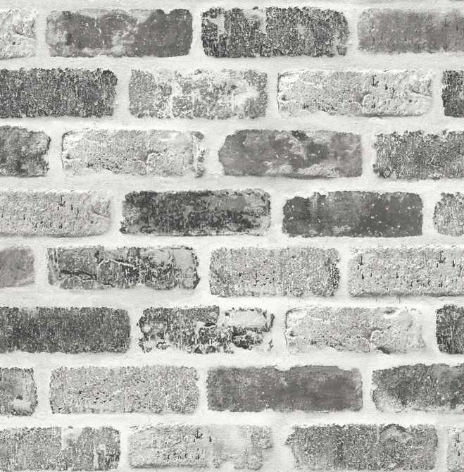 Gray Washed Brick Soft Gray & Charcoal by Seabrook Wallpaper NextWall Peel & Stick United States 30.75 20.87" 20.5" - Fabric Carolina -