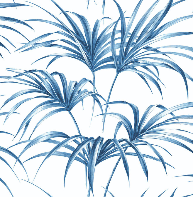 Tropical Palm Leaf Coastal Blue by Seabrook Wallpaper NextWall Peel & Stick United States 30.75 20.87" 20.5" - Fabric Carolina -