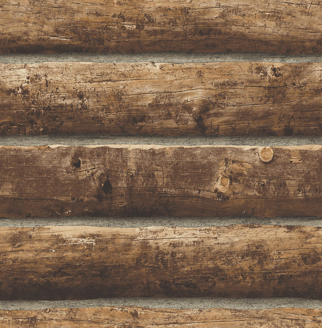 Log Cabin Walnut by Seabrook Wallpaper NextWall Peel & Stick United States 30.75 20.87" 20.5" - Fabric Carolina -