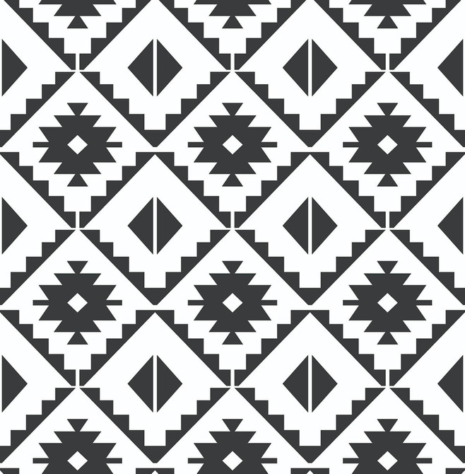 Southwest Tile Black by Seabrook Wallpaper NextWall Peel & Stick United States 30.75 6.95" 20.5" - Fabric Carolina -
