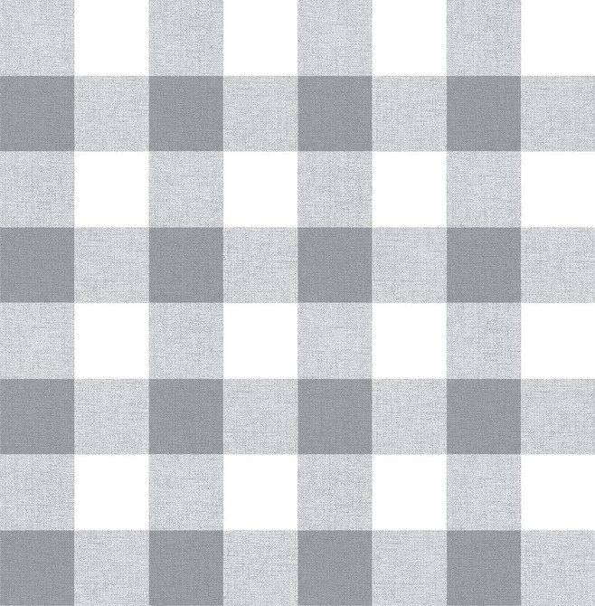 Picnic Plaid Gray & White by Seabrook Wallpaper NextWall Peel & Stick United States 30.75 6.95" 20.5" - Fabric Carolina -