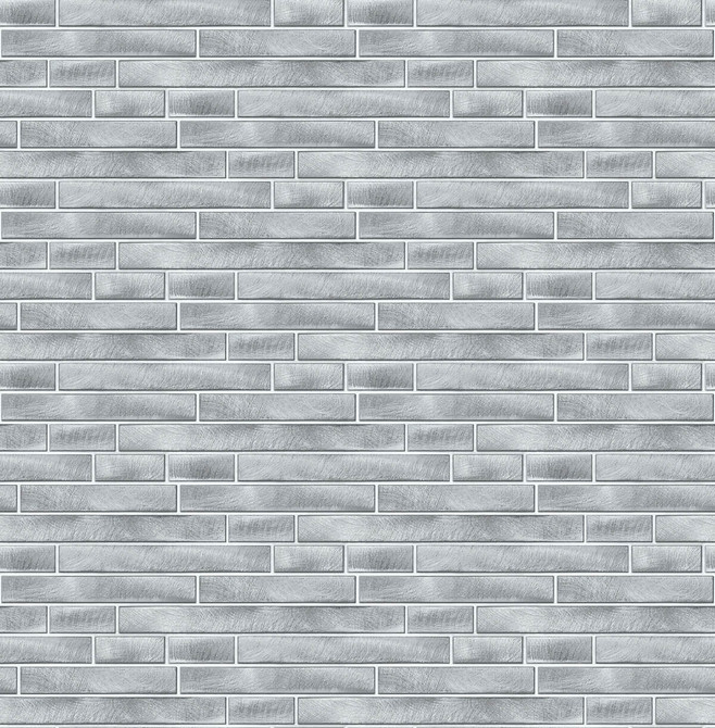 Brushed Metal Tile Silver by Seabrook Wallpaper NextWall Peel & Stick United States 30.75 5.22" 20.5" - Fabric Carolina -
