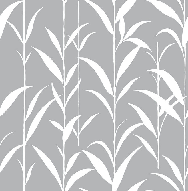 Bamboo Leaves Gray by Seabrook Wallpaper NextWall Peel & Stick United States 30.75 20.87" 20.5" - Fabric Carolina -