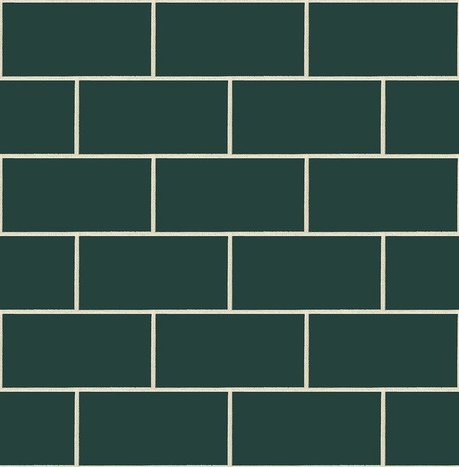 Retro Subway Tile Evergeen by Seabrook Wallpaper NextWall Peel & Stick United States 30.75 6.95" 20.5" - Fabric Carolina -