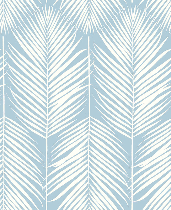 Palm Silhouette Hampton Blue by Seabrook Wallpaper NextWall Peel & Stick United States 30.75 25.2" 20.5" - Fabric Carolina -