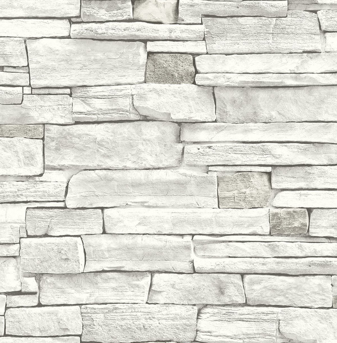 Stacked Stone Arctic Grey by Seabrook Wallpaper NextWall Peel & Stick United States 30.75 20.87" 20.5" - Fabric Carolina -